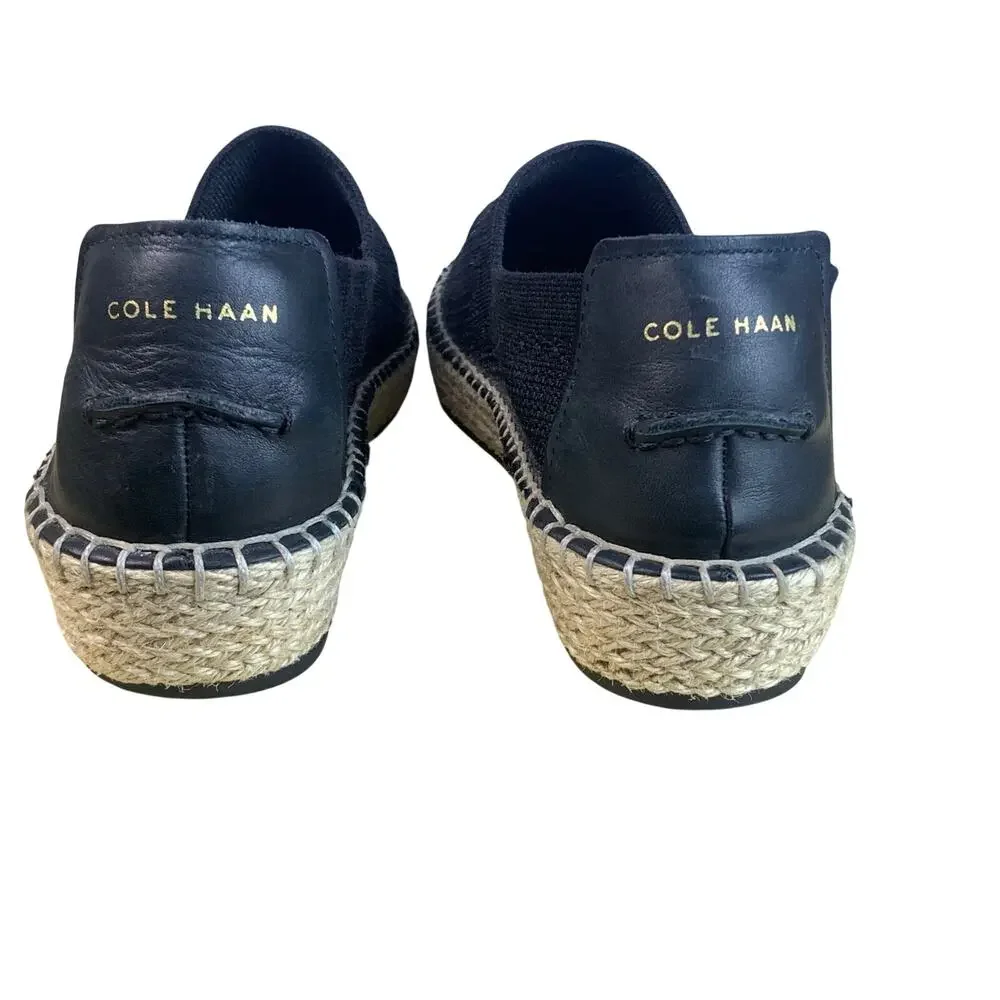 Cole Haan Pinch Main Classic Espadrille Flats Womens 6B Black Slip On Mesh